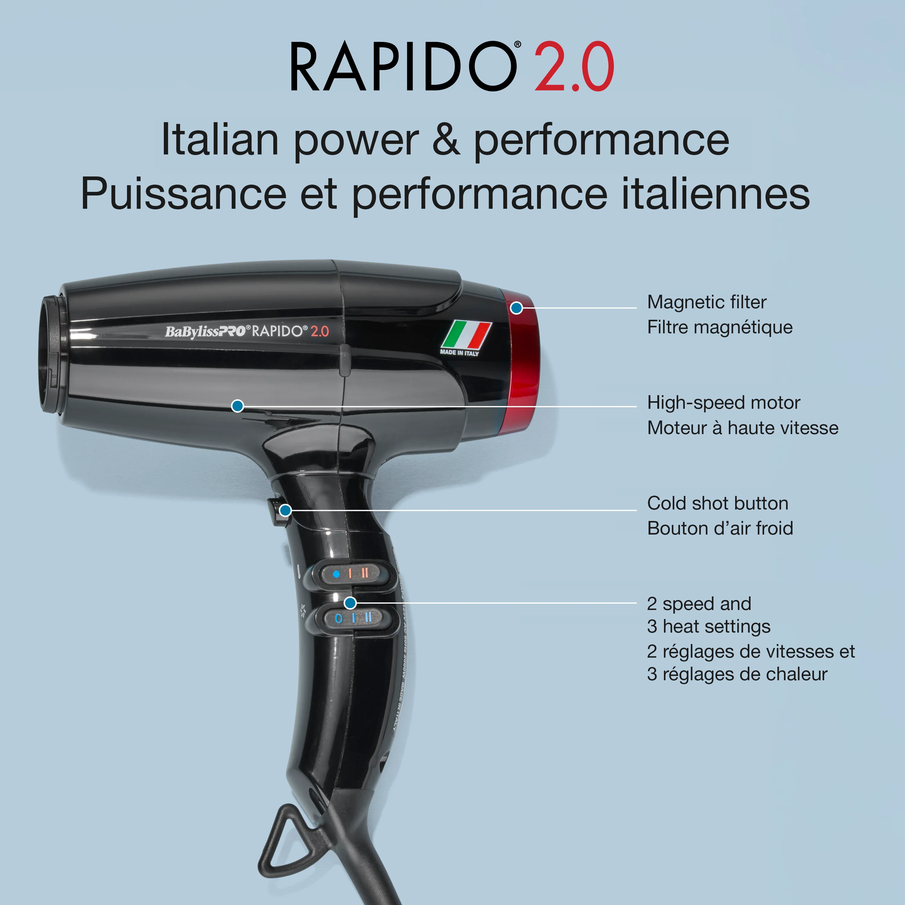 BabylissPro Rapido Hair Dryer Black 2.0 - Image 3