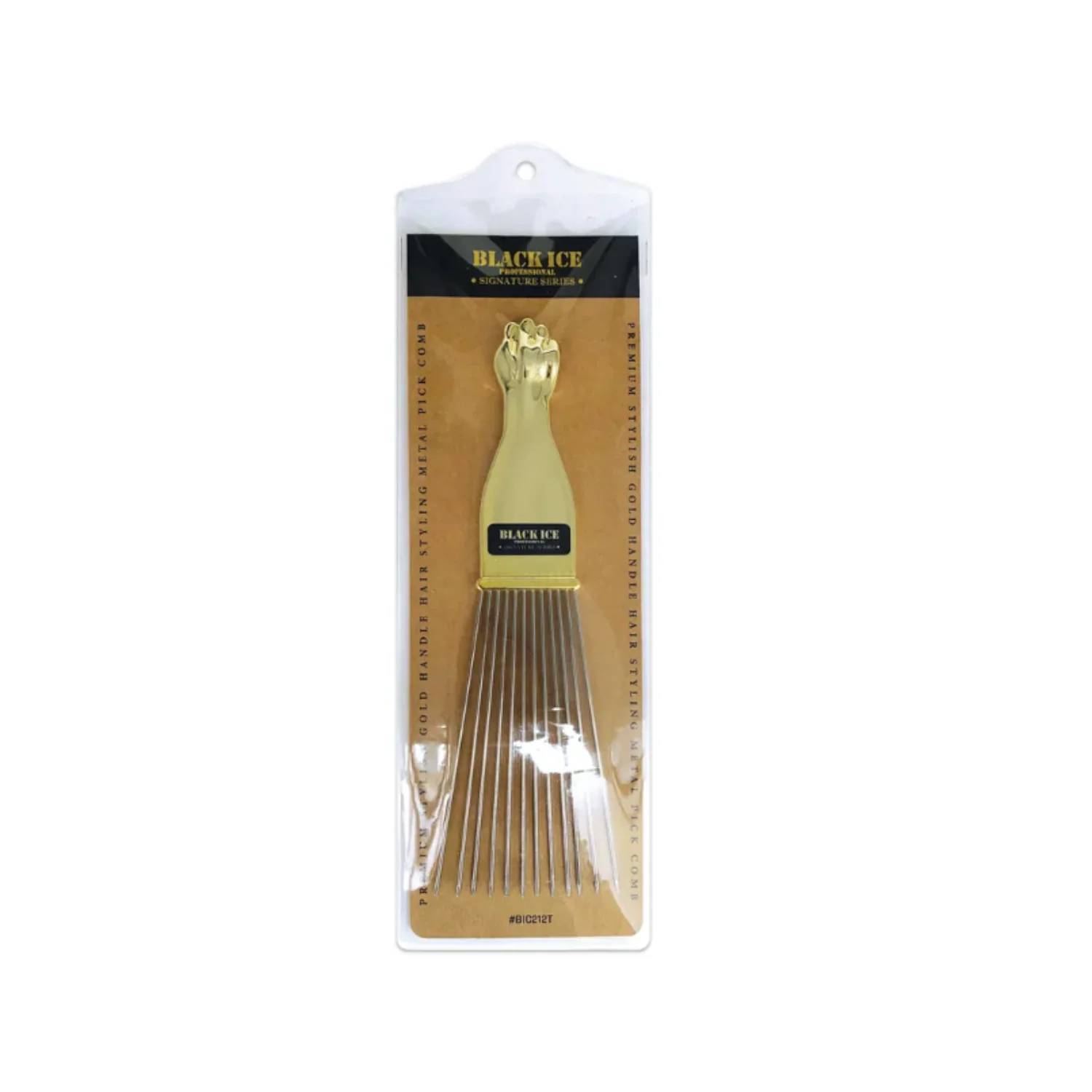 Black Ice Premium Stylish Long Trapezoid Metal Pick Comb - Image 2