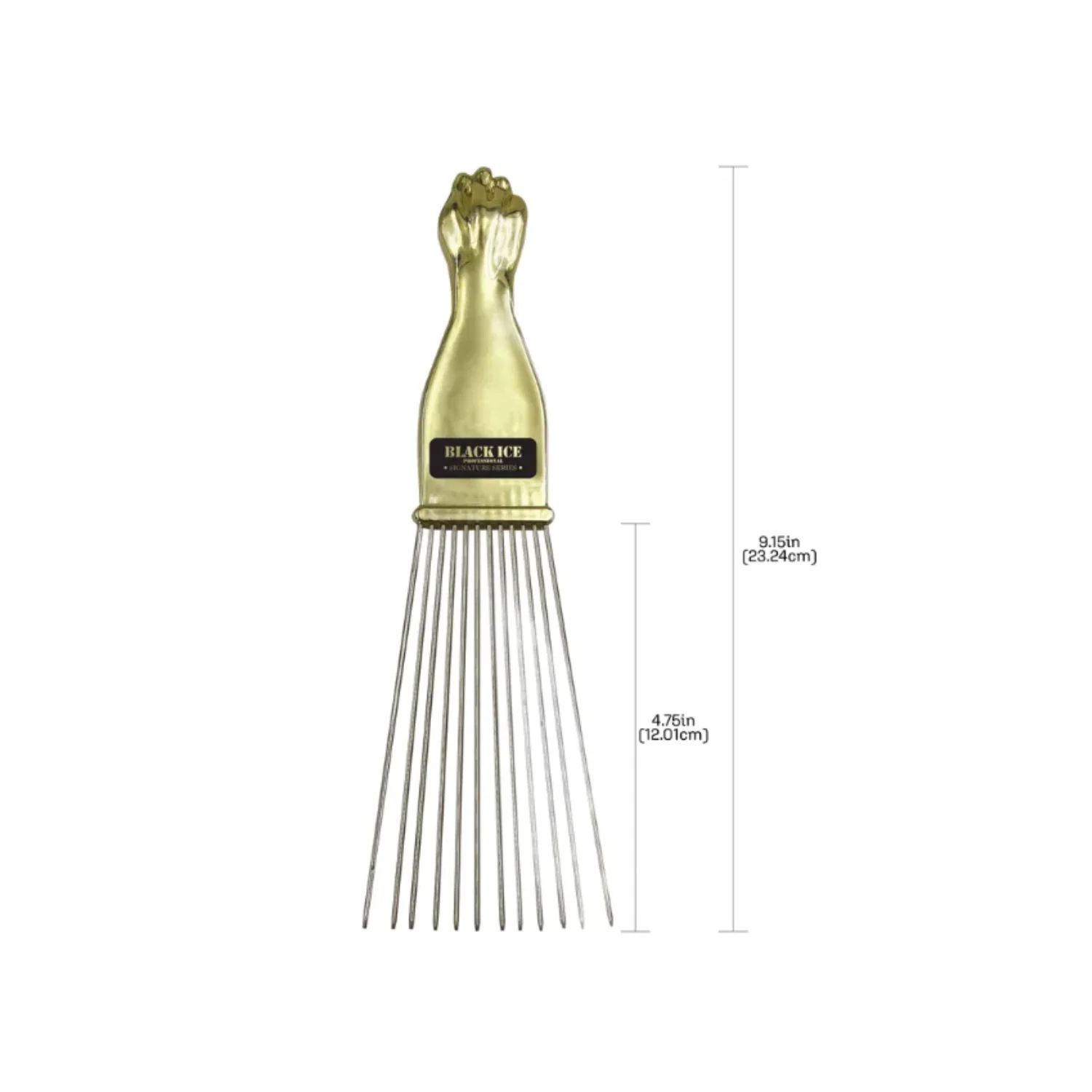 Black Ice Premium Stylish Long Trapezoid Metal Pick Comb - Image 3
