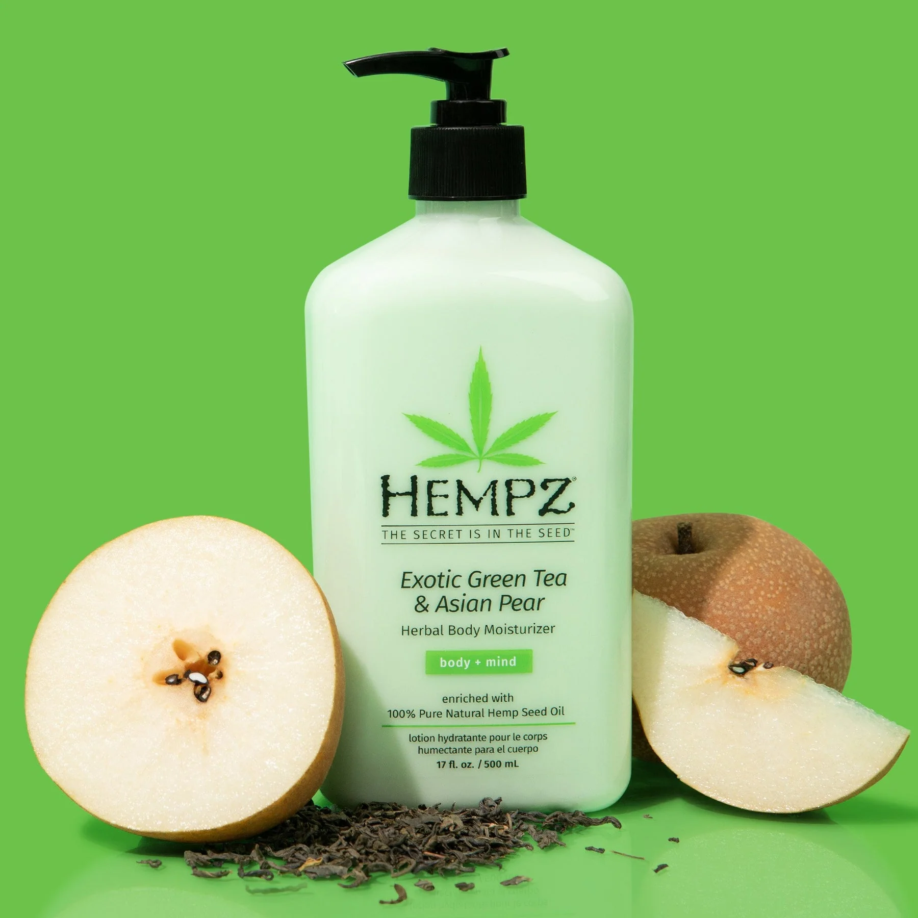 Hempz Exotic Green Tea & Asian Pear Herbal Body Moisturizer 17 OZ. - Image 2
