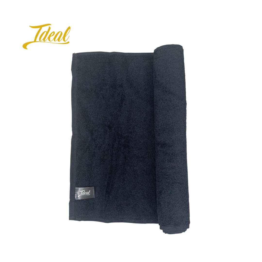 Ideal Cotton Barber Towels Black 16" x 28" (12 Pack) - Image 2