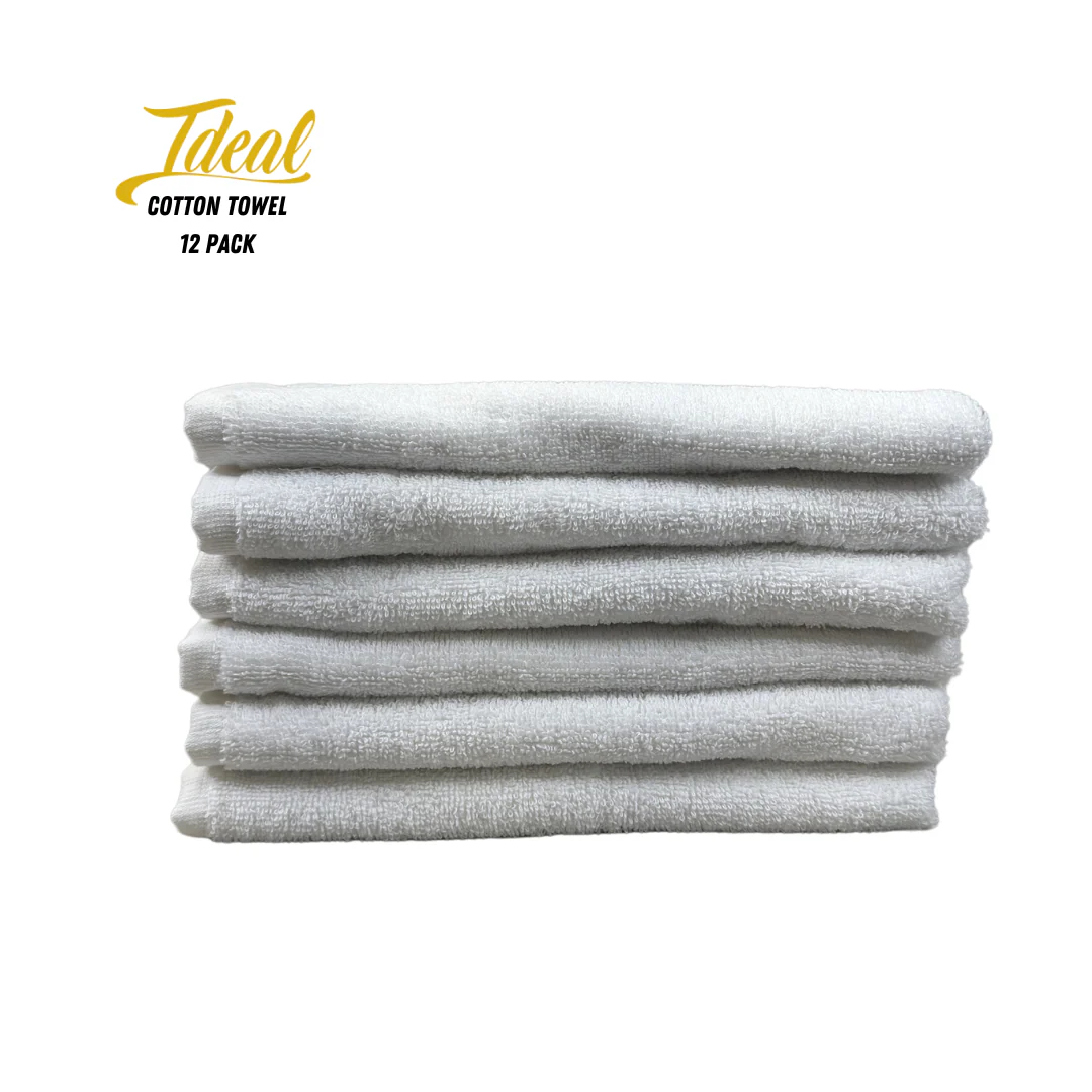 Ideal Cotton Barber Towels White 16" x 28" (12 Pack)
