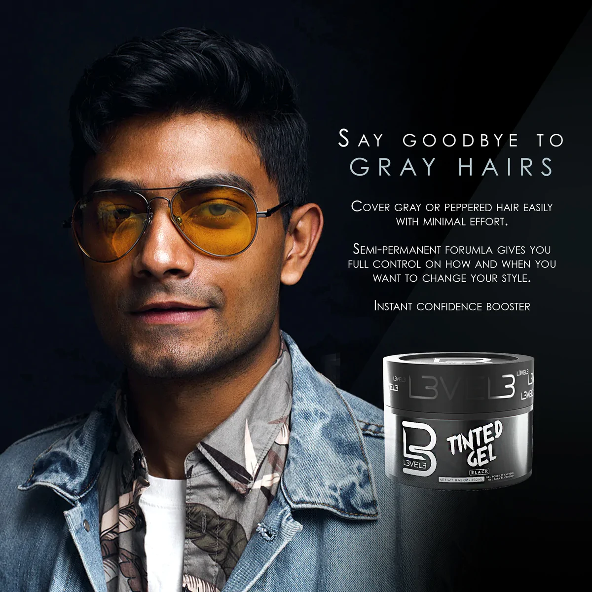LV3 Tinted Hair Gel - Black Colour 250 ml - Image 3