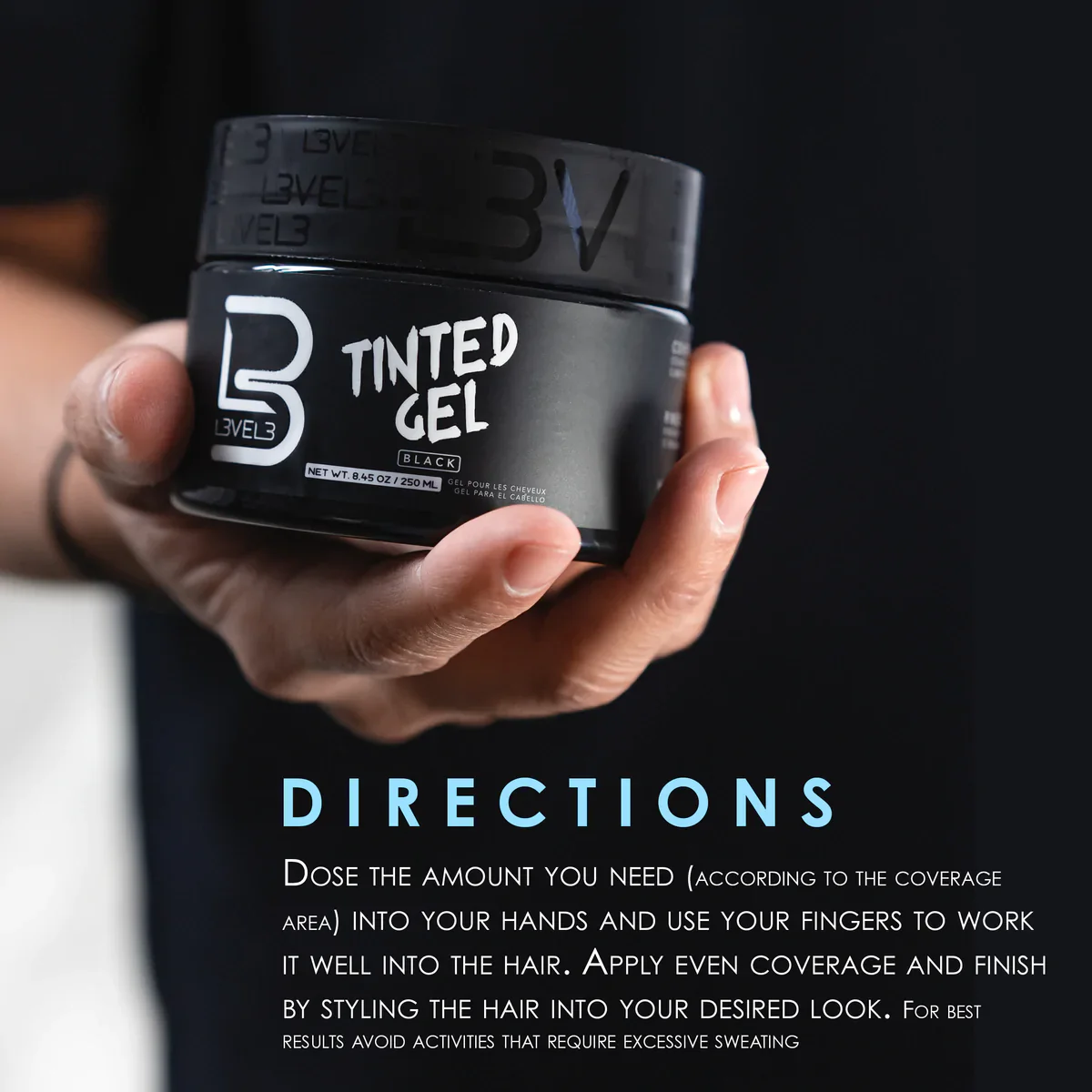 LV3 Tinted Hair Gel - Black Colour 250 ml - Image 4