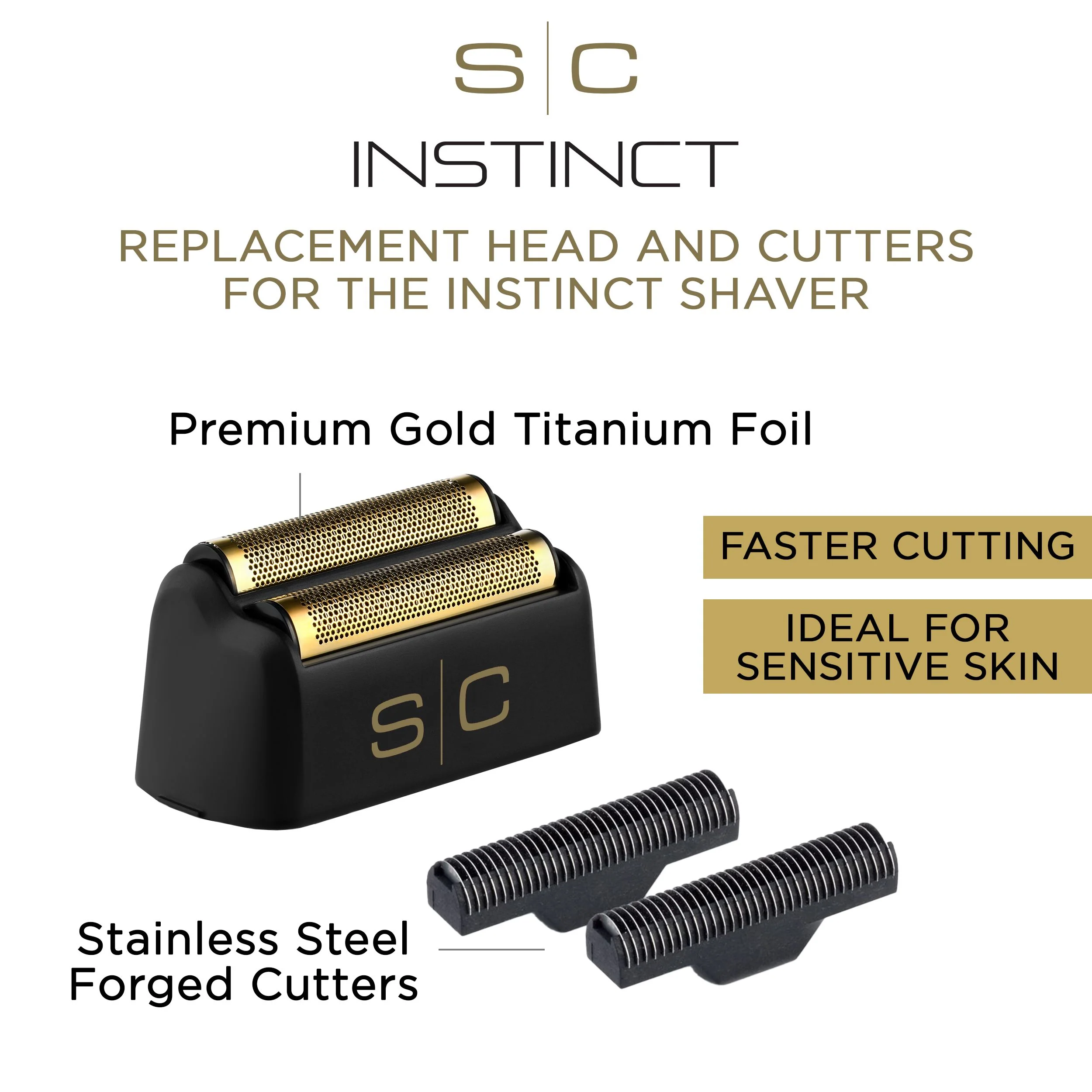 S|C Instinct Shaver Replacement Matte Black Titanium Replacement Foil and Cutter Set - Image 3
