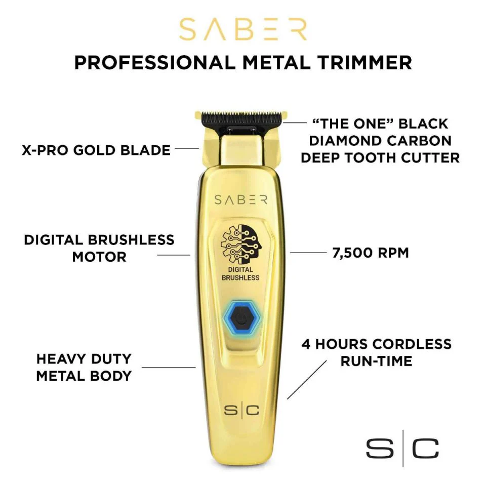 S|C Saber Cordless Brushless Motor Trimmer Gold - Image 4