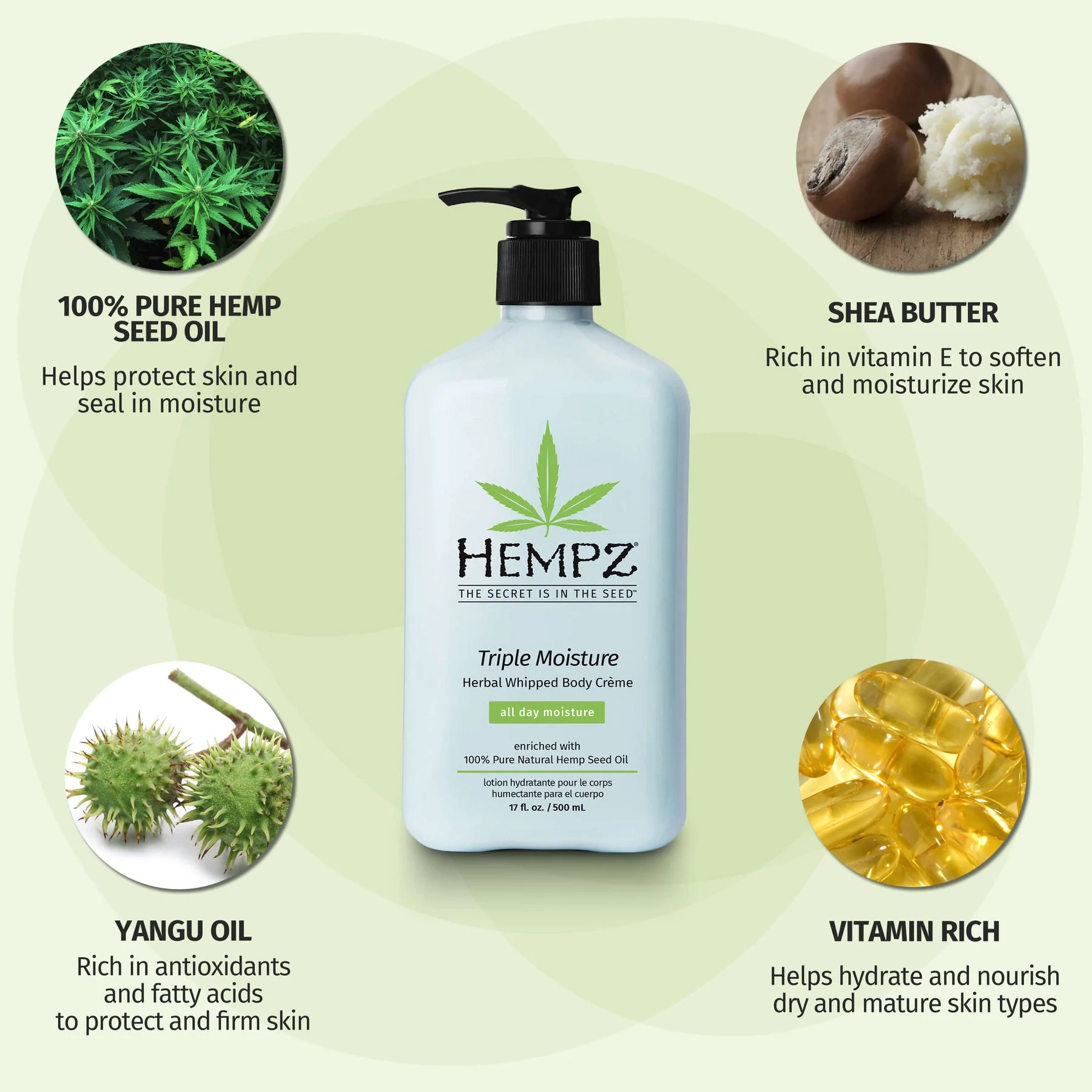 Hempz Triple Moisture Herbal Whipped Body Creme 17 OZ. - Image 3